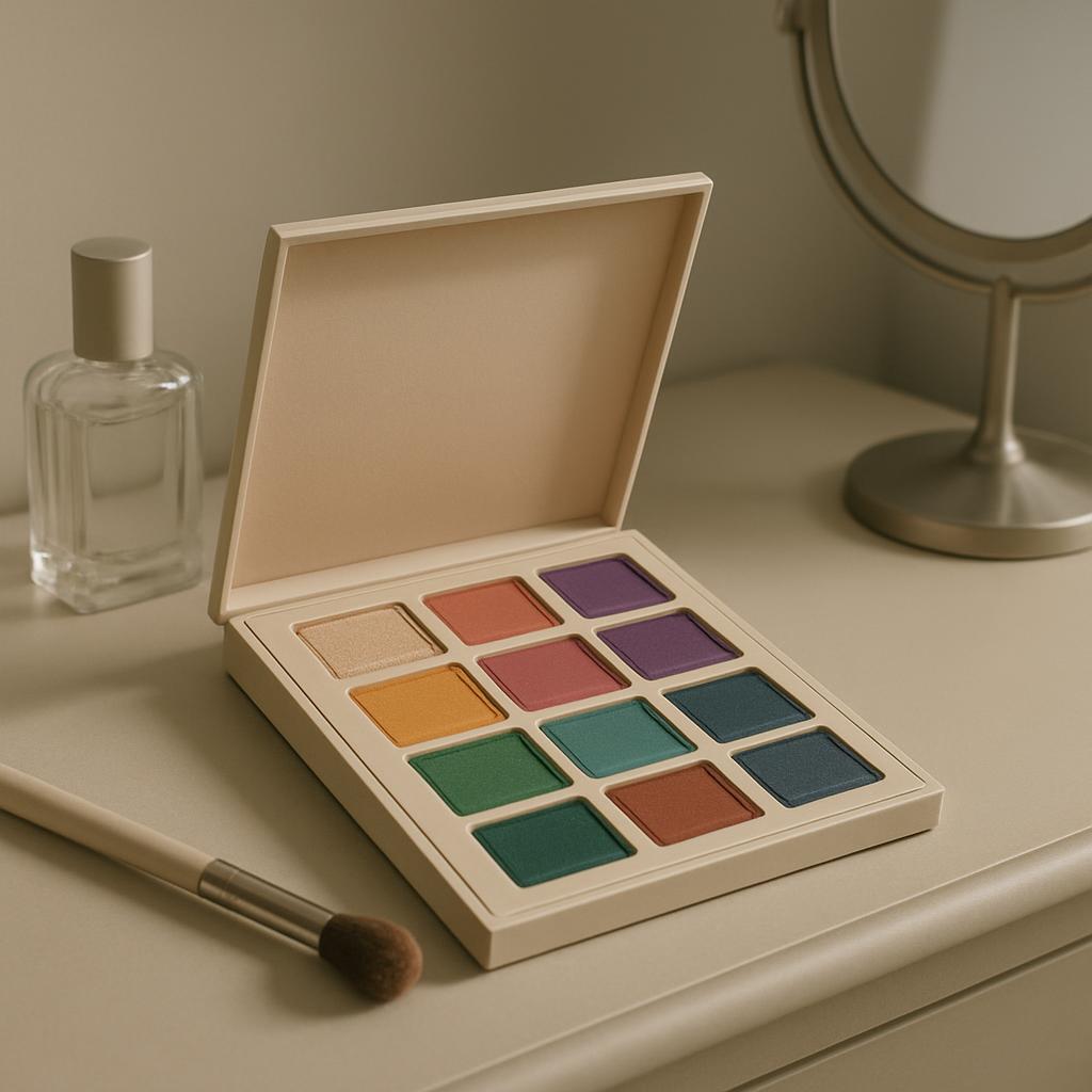 French le fond de teint a été photographie, il est jouxté d'un bain de beauté et un crayon à paupières.